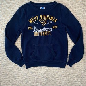 NCAA Womens Small Blue Crew Neck Sweater Pockets West Virginia Mountaineers